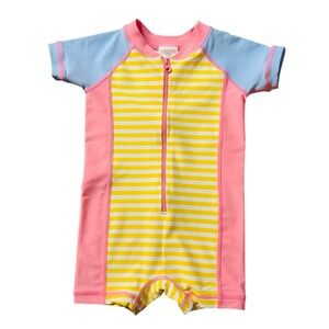 Hanna Andersson Pink, Yellow and Blue Striped One Piece Swimsuit Size  6-12 Mos